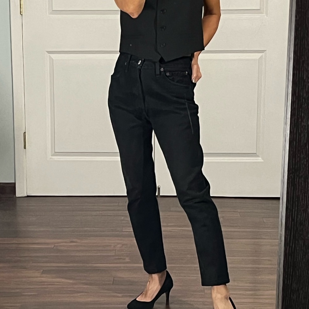 RE/DONE Levi’s black straight legs jeans size 24 - Picture 5 of 14
